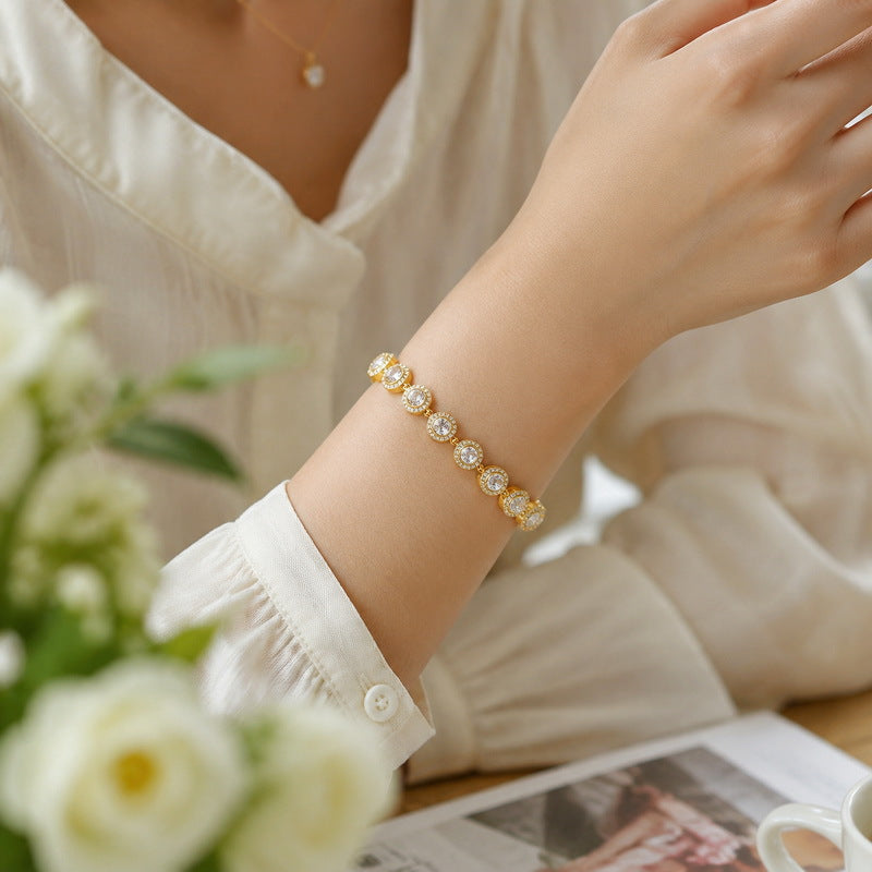 Dopamine Color Full Zircon Bracelet Gypsy Stainless Steel Women's