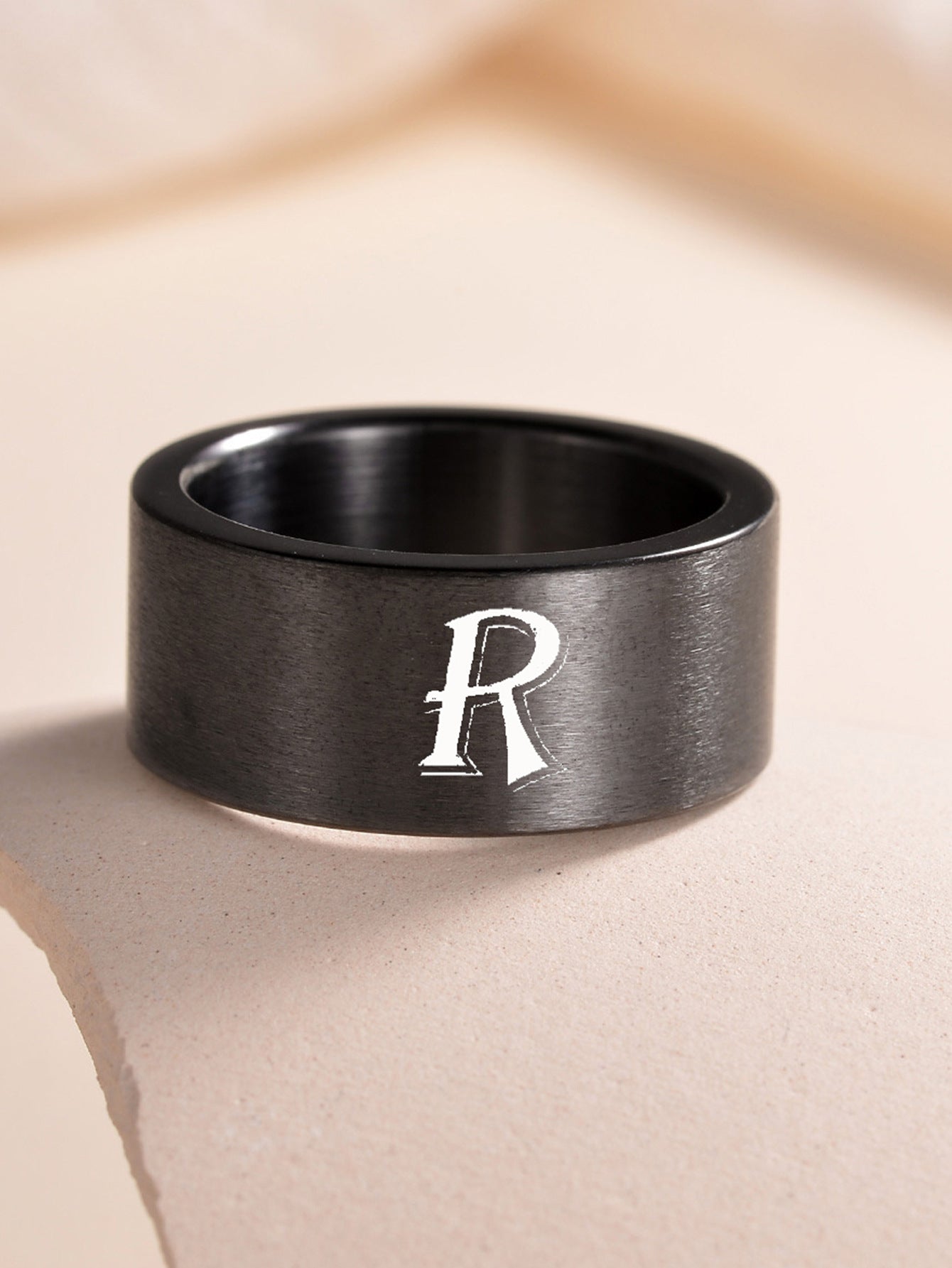 Planderful Everyday Genie Fade Resistant Stainless Steel Letter Ring For Men And Women
