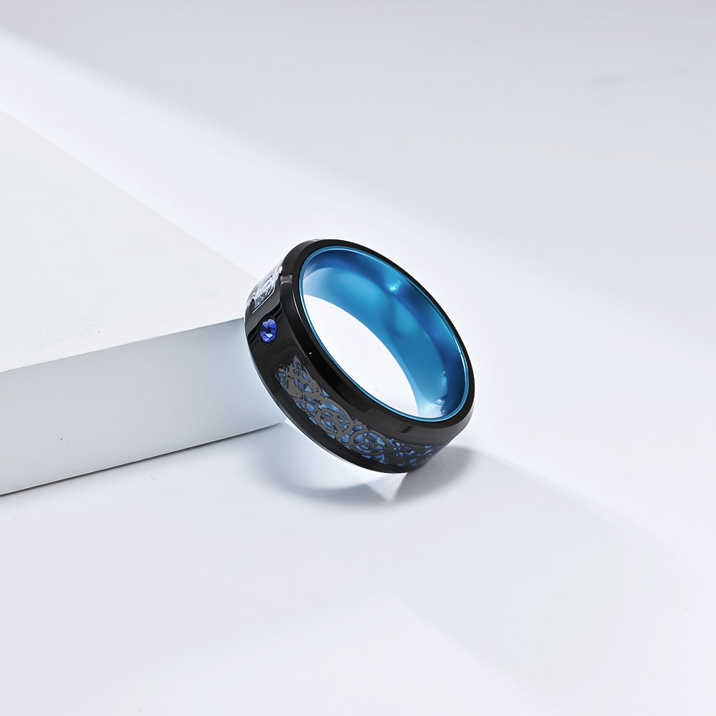 Planderful Bold Two Tone Stainless Steel Inlaid Alumina Ring For Men Everyday Genie Collection