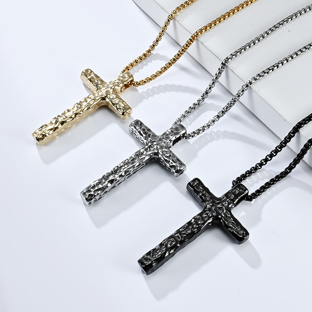 Elegant Titanium Steel Cross Necklace for Discerning Men
