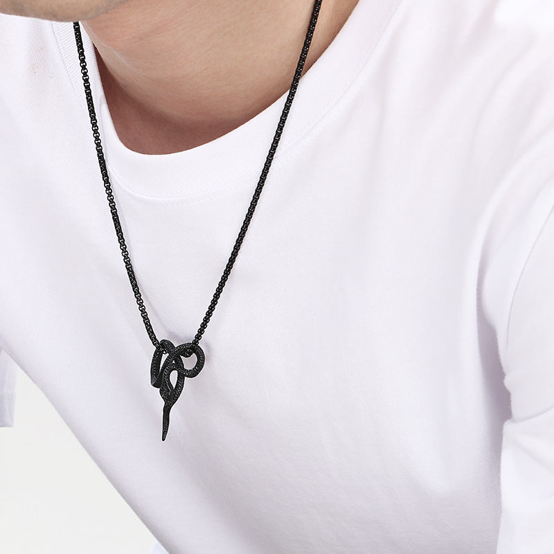 Planderful Snake Pendant for Men Titanium Steel Punk Style