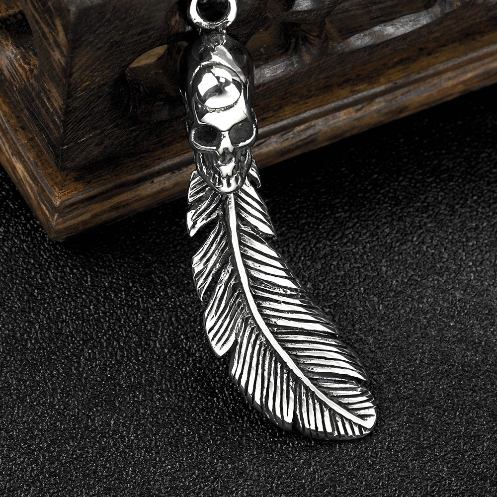 European And American Retro Skull Wings Necklace For Men