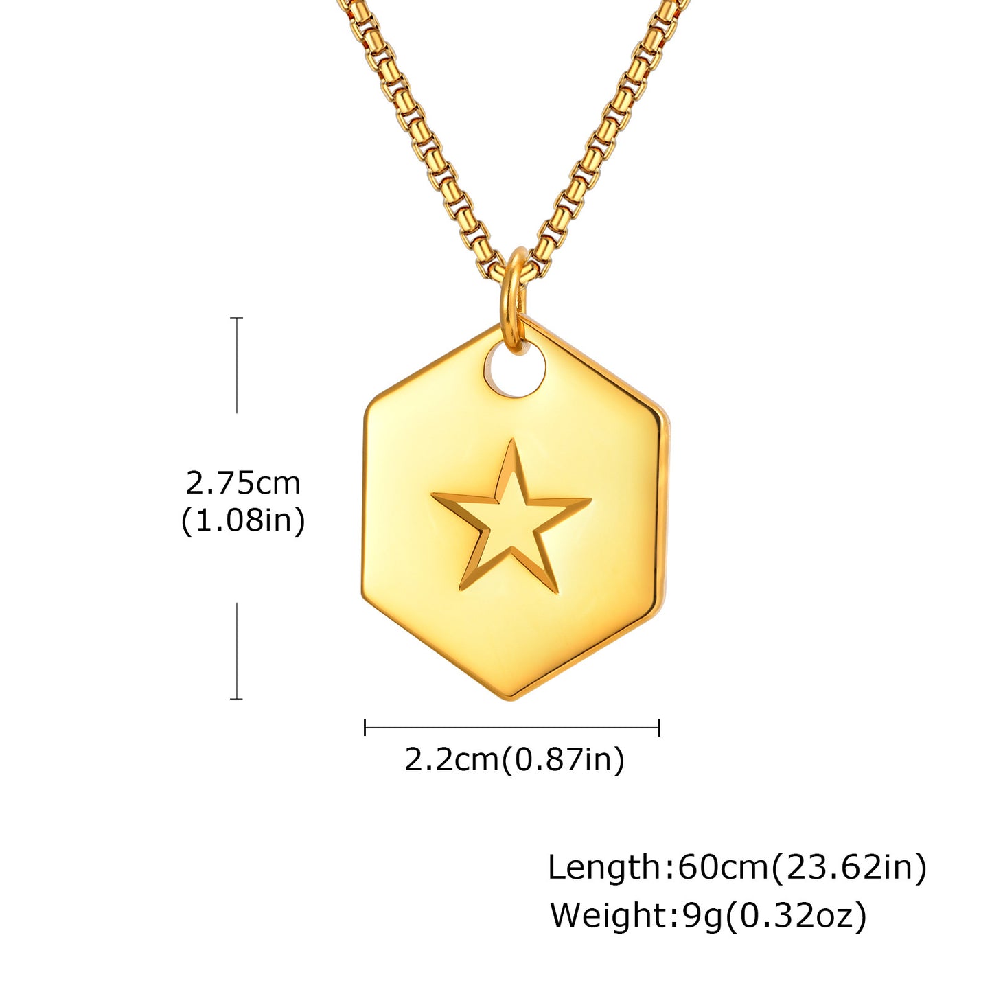 Planderful Mens Hip Hop Pentagram Stainless Dog Tag Pendant