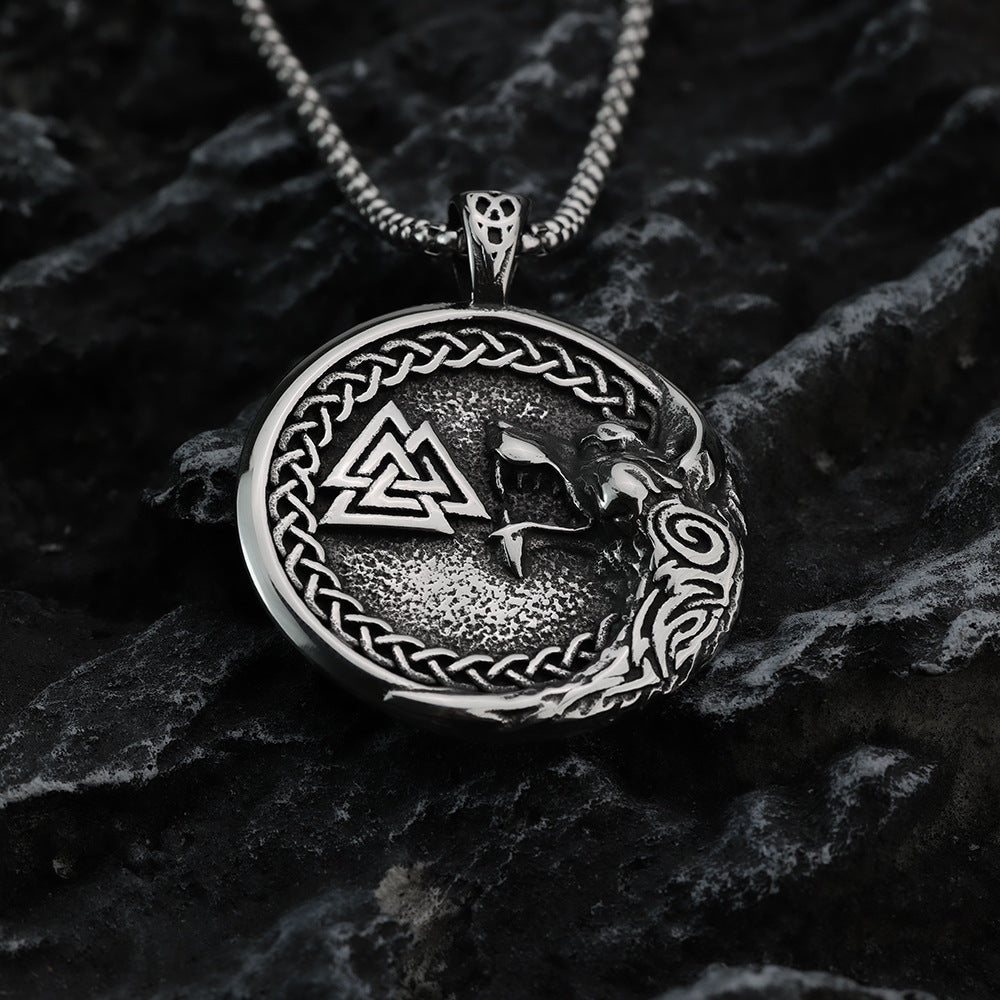 Nordic Retro Stainless Steel Men's Pendant Viking Triangle Necklace