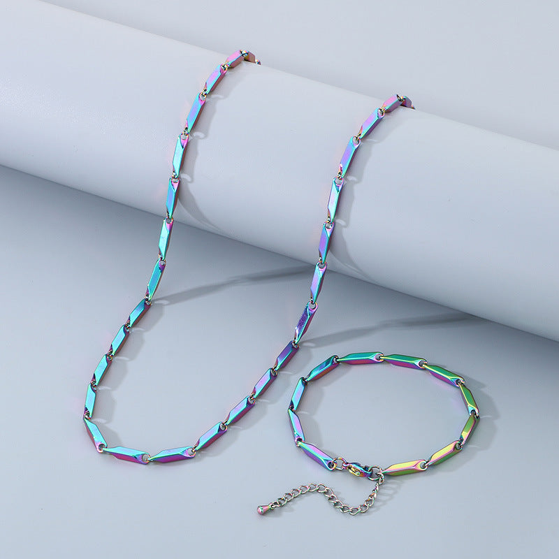 Hip Hop Personalized Rhombus Bamboo Chain Necklace for Men