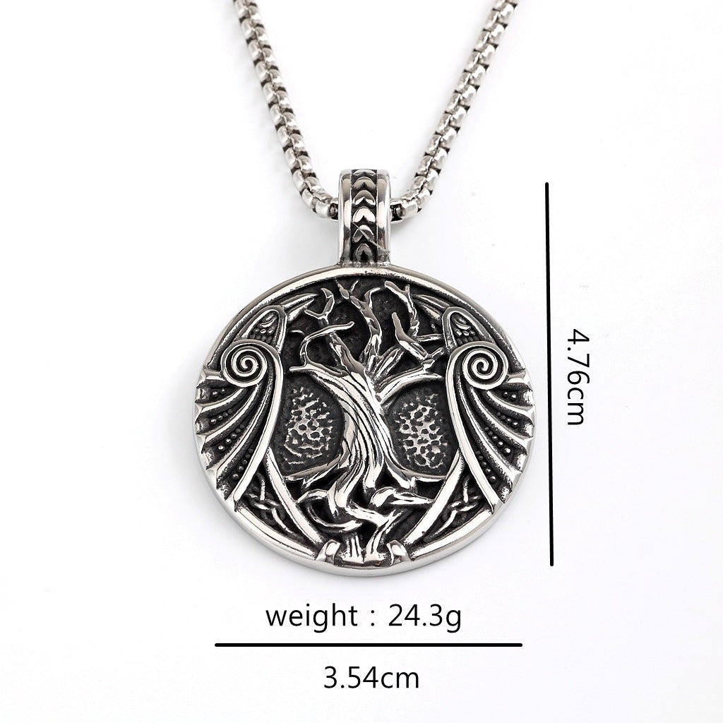 Vintage Tree of Life Viking Stainless Steel Men's Pendant Necklace