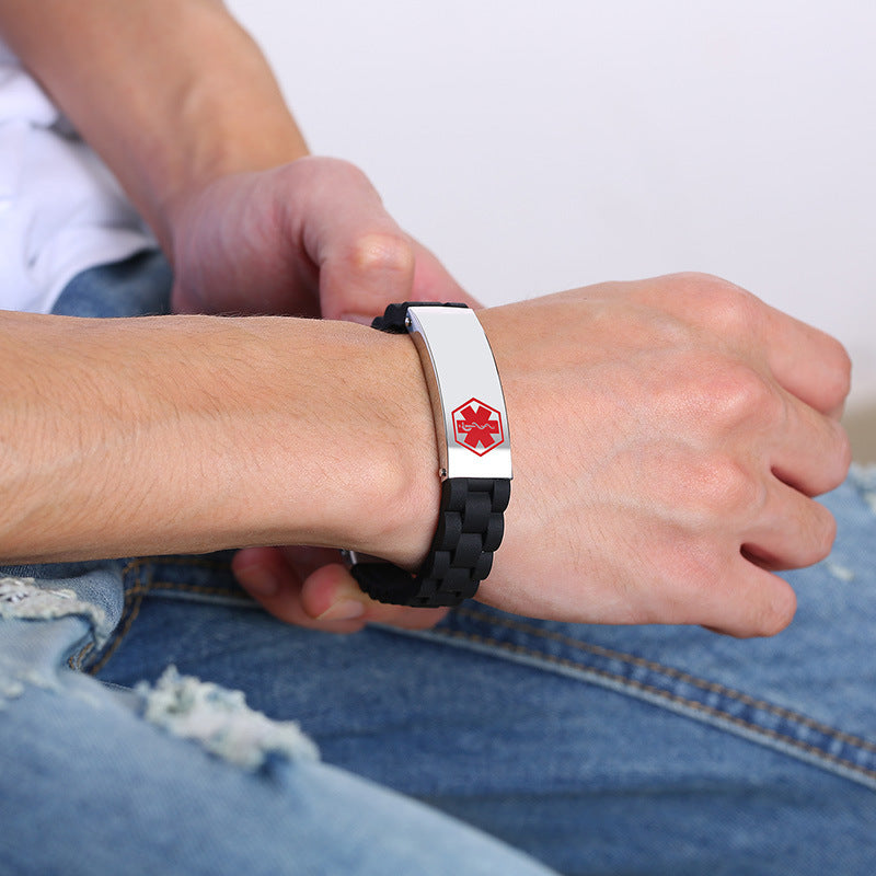 European and American Fashion Stainless Steel Silicone Bracelet for Men