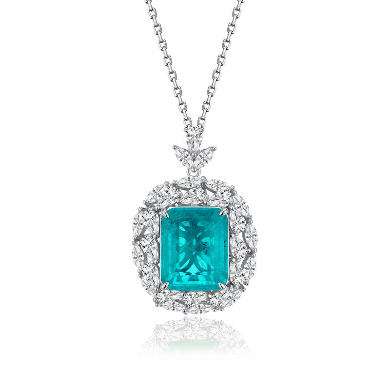 Planderful Gala Fireworks Necklace – Fashionable S925 Silver Simulation Emerald Pendant Wholesale