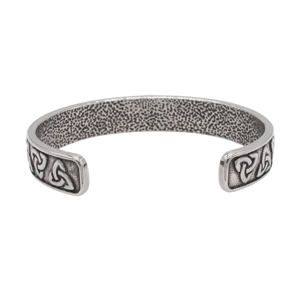Planderful Viking Durable Titanium Steel Bracelet For Men And Unisex Open Cuff With Retro Protection