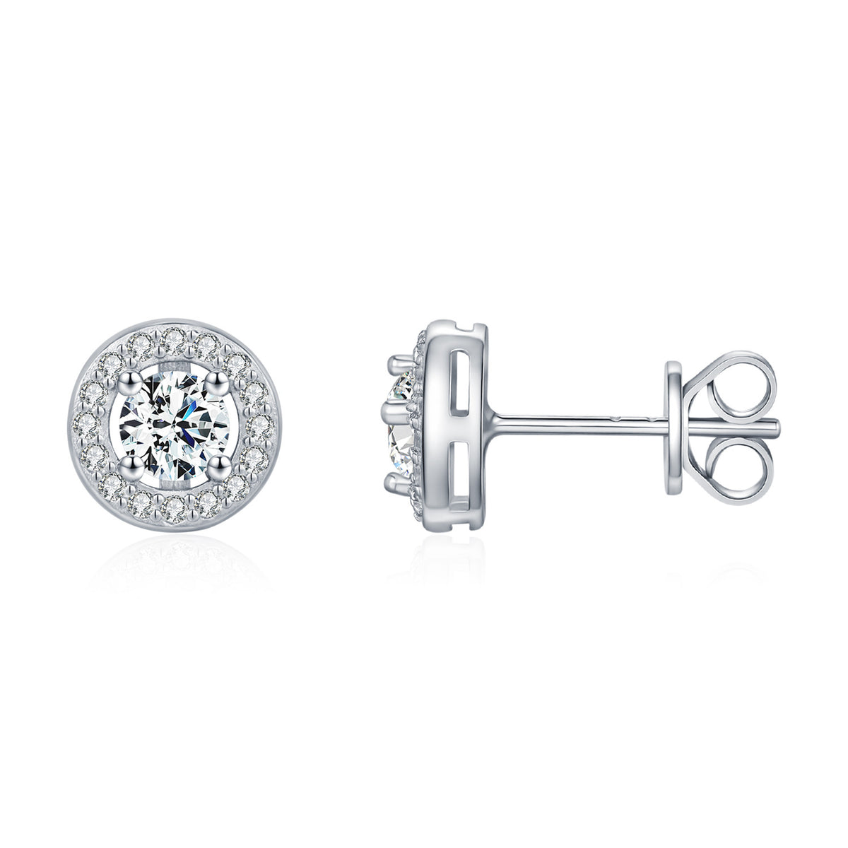 925 Sterling Silver Round Moissanite Stud Earrings