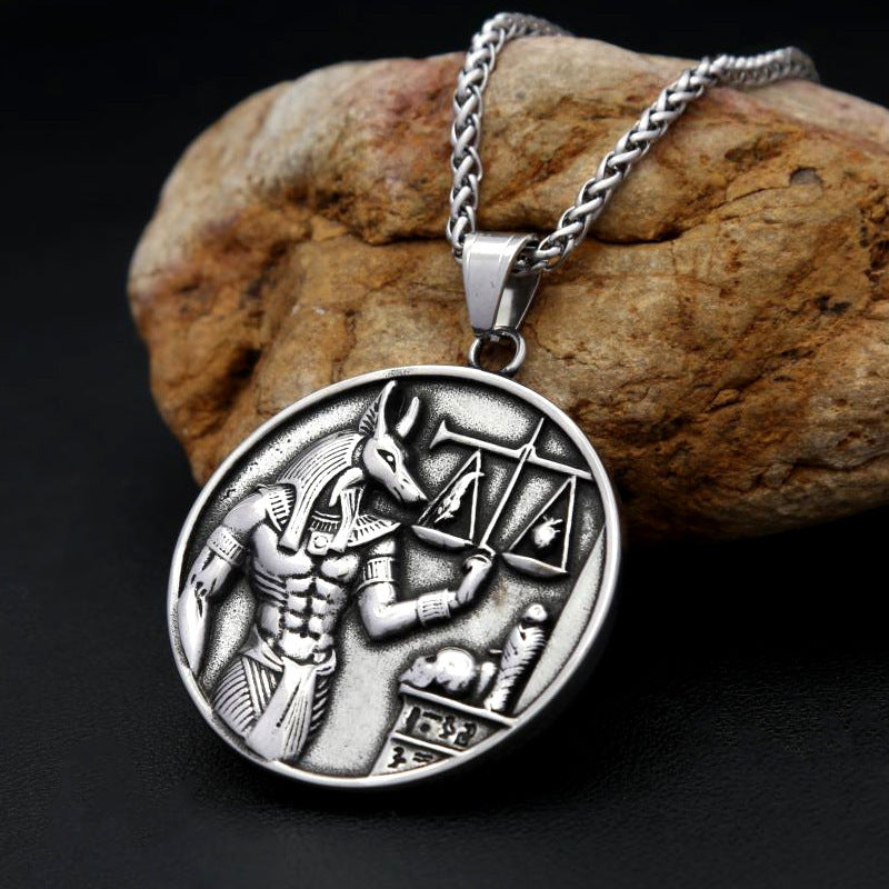 Egyptian Anubis Stainless Steel Men's Pendant Necklace