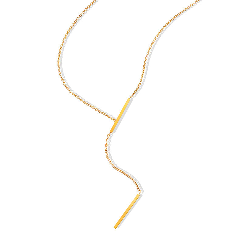 Geometric Y-Letter Pendant Necklace with Gold Plating