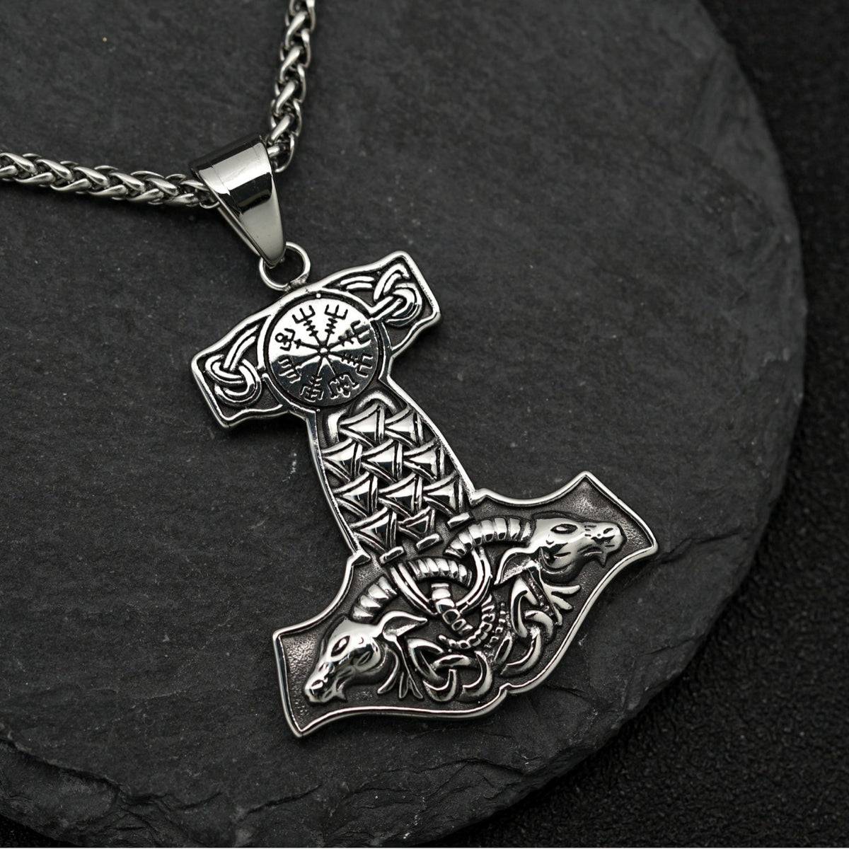 Steel Necklace – Vintage Nordic Thor's Hammer Pendant For Everyday Wear Unisex Accessory