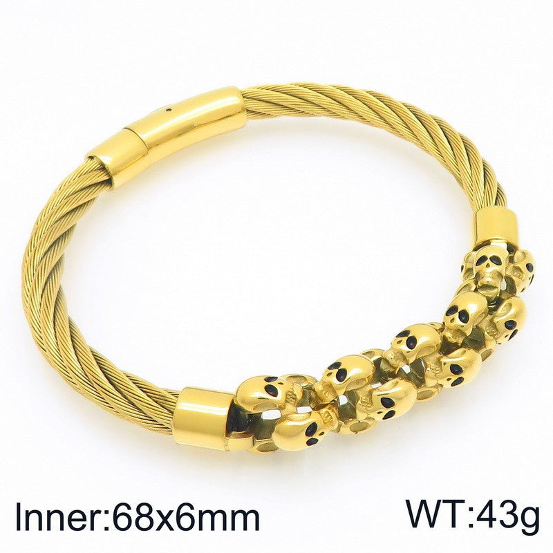 Titanium Steel Skull – Weiya Wire Steel Wire Layered Ghost Head Men's Bracelet