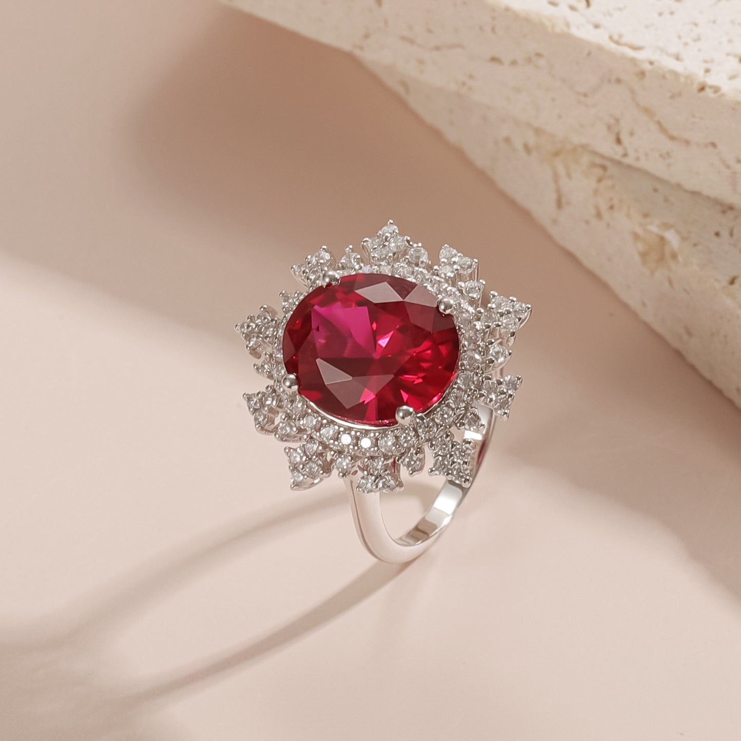 Classic Luxury 6.7 Carat Colored Treasure Ring S925 Silver Lab Grown Ruby
