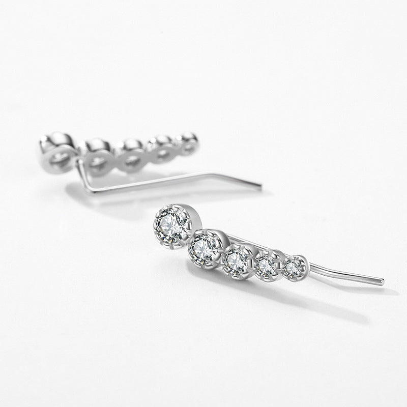 Elegant S925 Sterling Silver Zircon Earrings with Unique Japanese and Korean Design