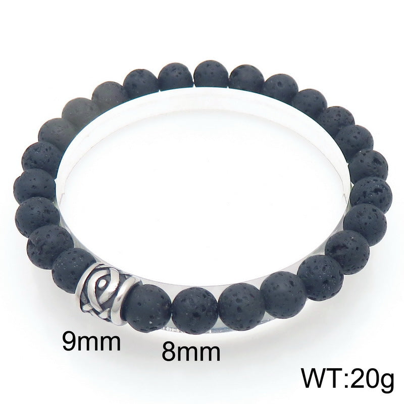 Planderful Genie Beaded Volcanic Stone Men Bracelet