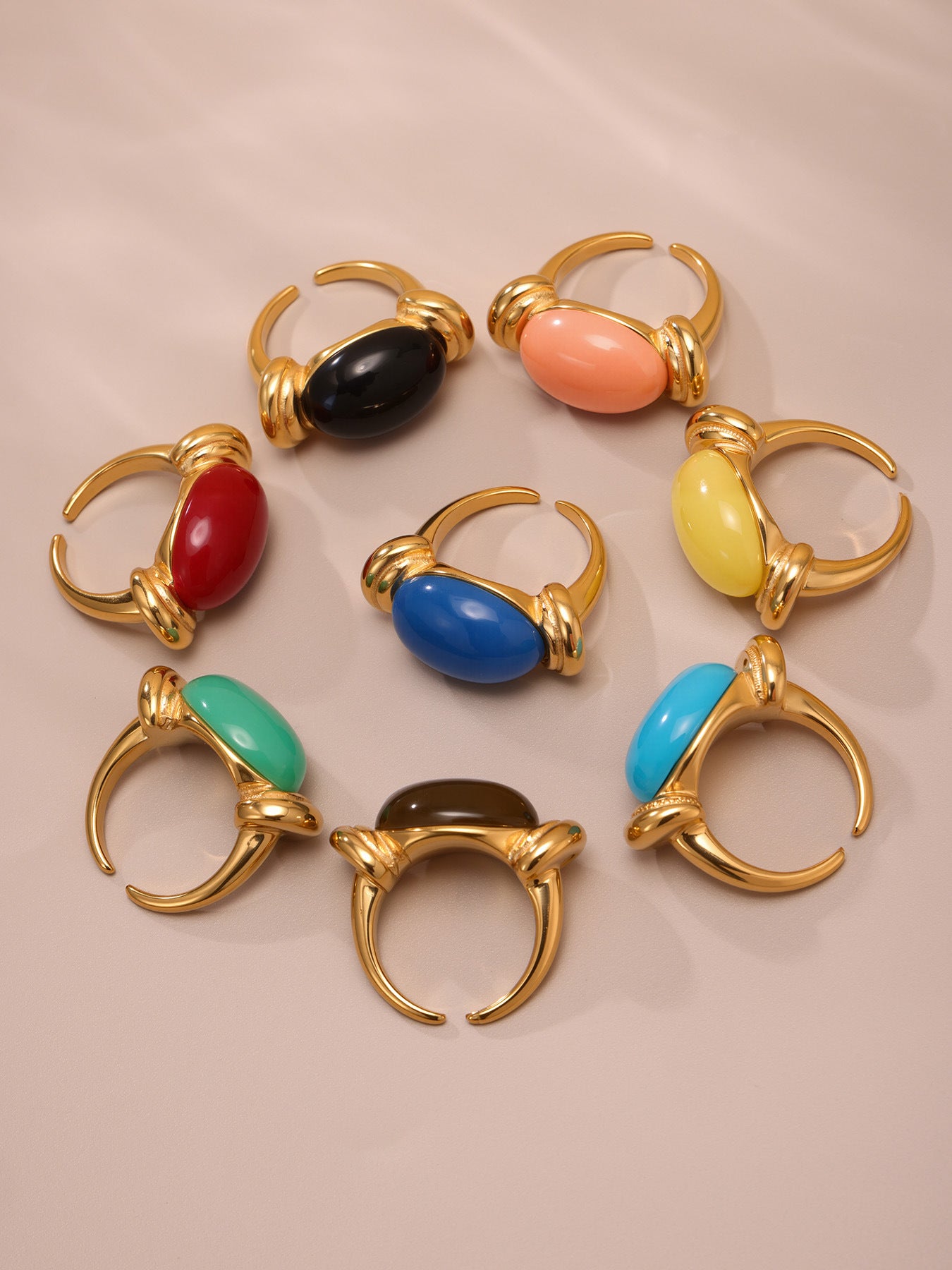 Planderful Oval Resin Ring Candy Color Women Fashion