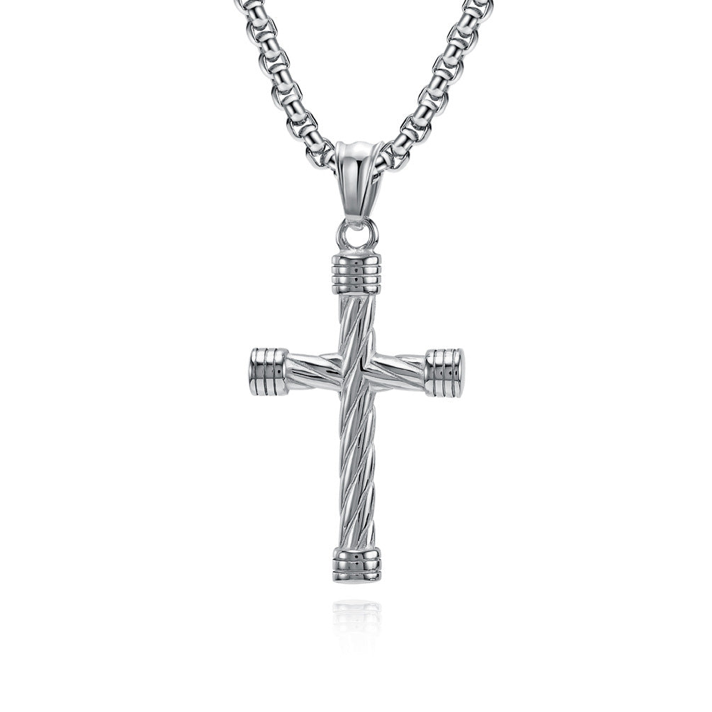 Planderful Men Stainless Steel Cross Necklace Retro Streetwear Pendant For Hipster Fans