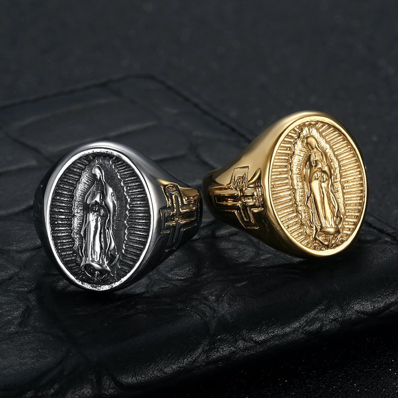 Stainless Steel Ring Unisex Retro Cross Portrait By Planderful Everyday Genie Collection