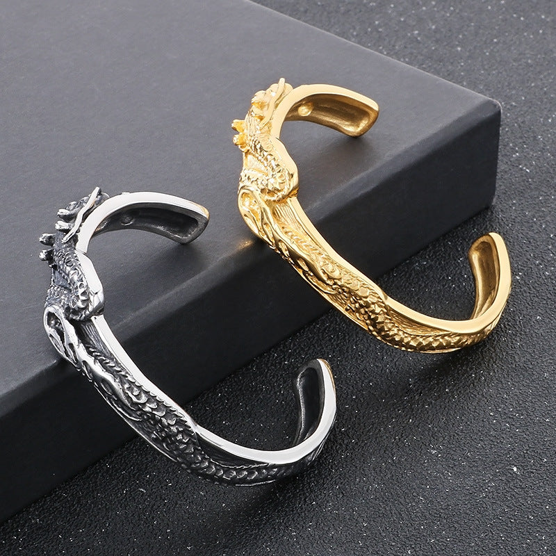 Planderful Dragon Zodiac Bracelet For Men Titanium Steel