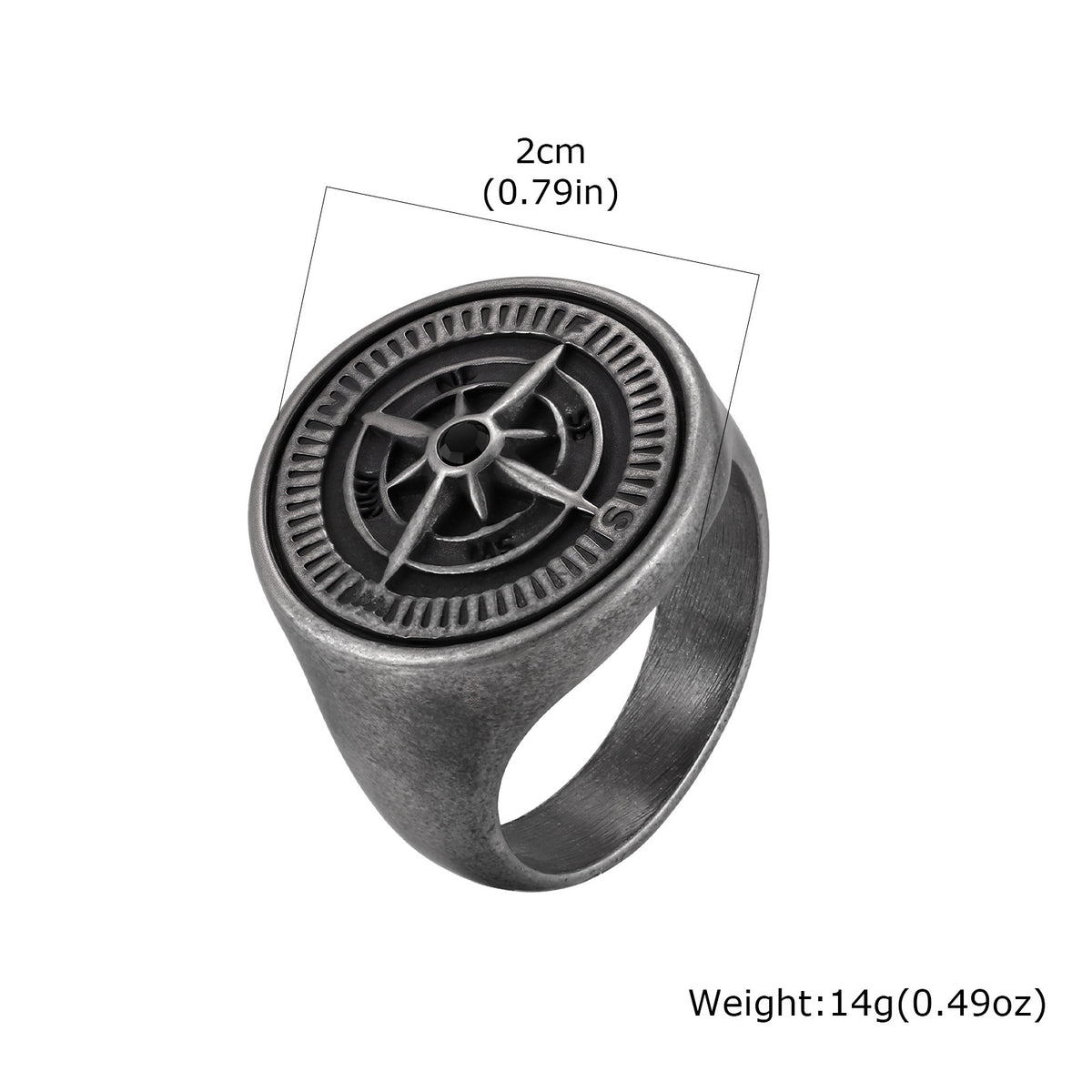 Men's Stainless Steel Color Compass Ring Daily Matching