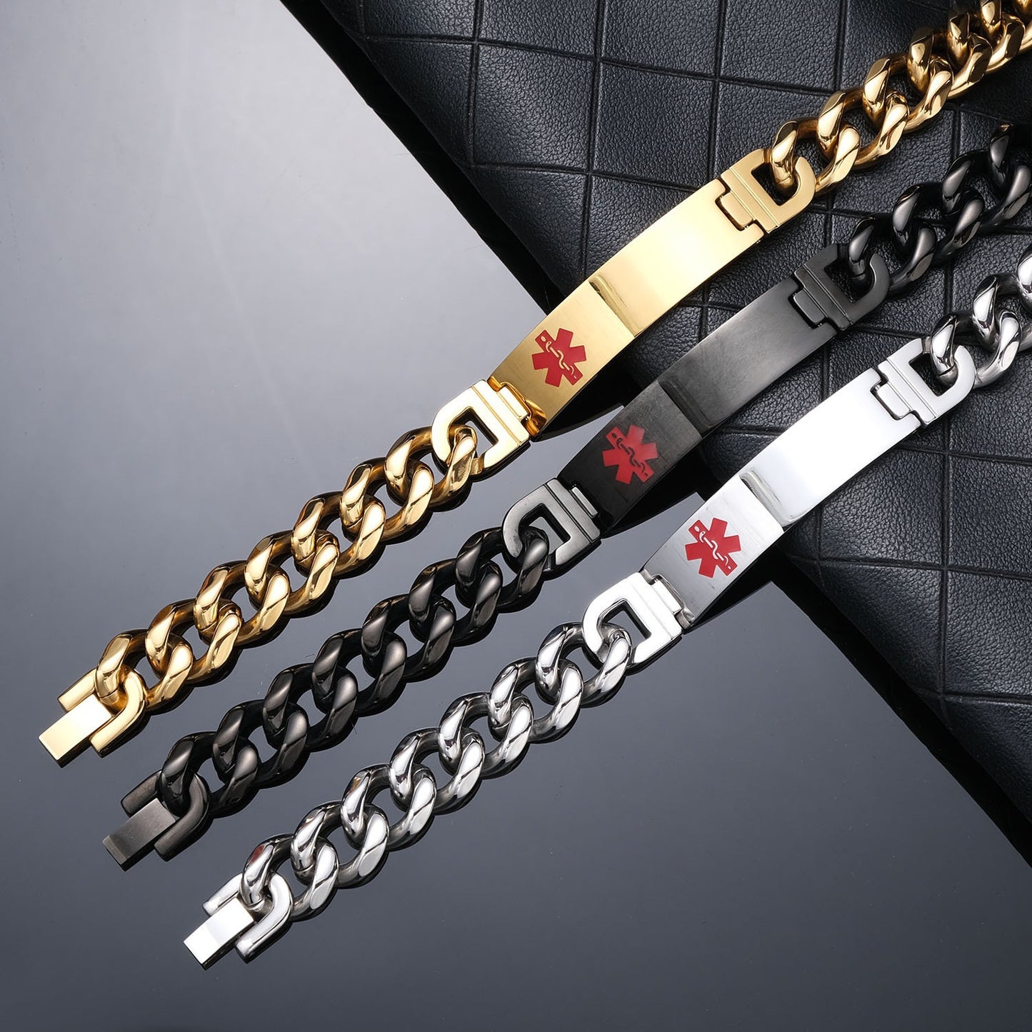 Planderful Everyday Genie Medical Logo Stainless Steel Bracelet Mens Fashion High End Durable Curved Design