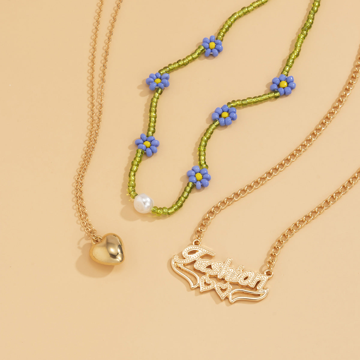 Planderful Vienna Verve Layered Letter Daisy Necklace With Imitation Pearls For Women Elegant Statement