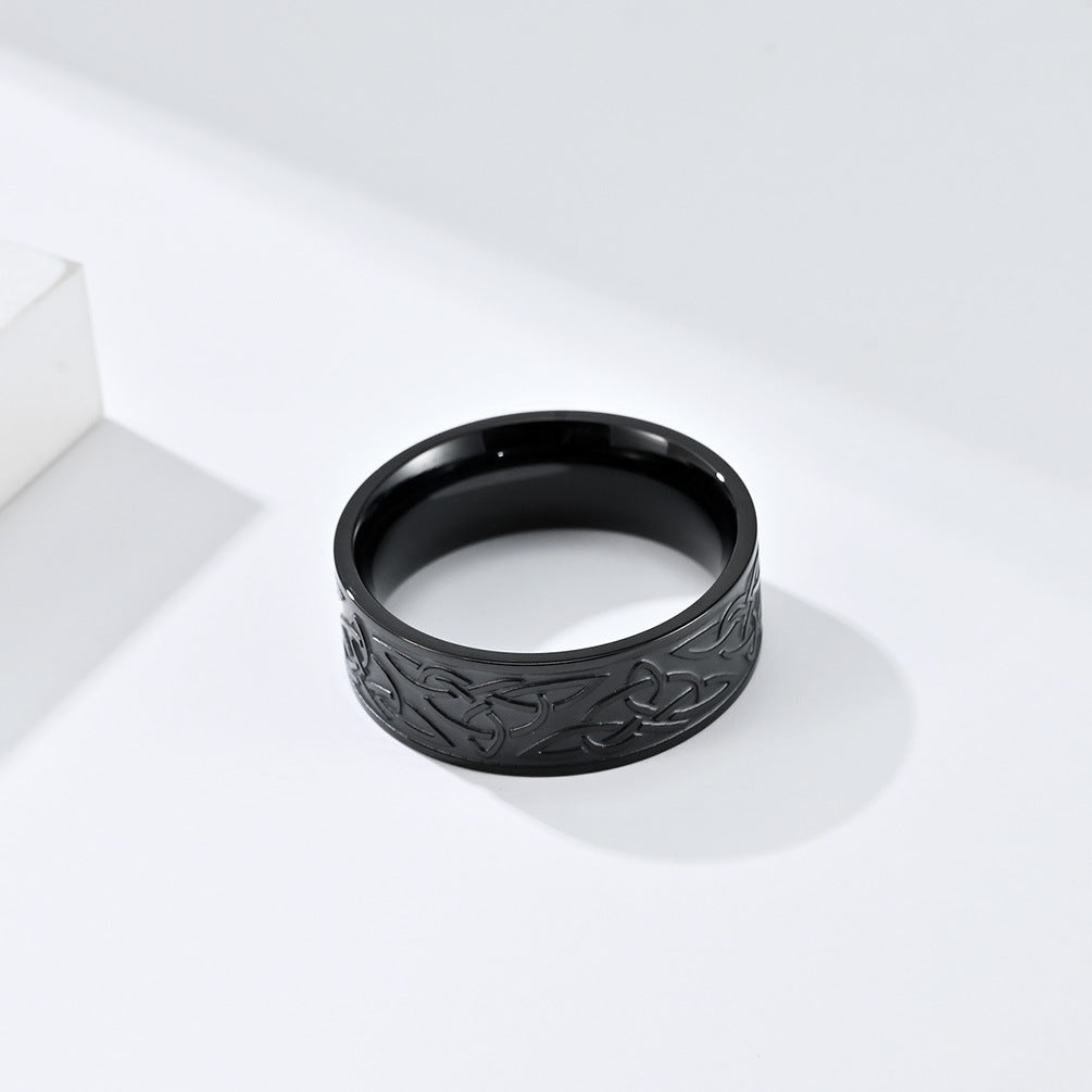 Amazon Nordic Celtic Triangle Knot Titanium Steel Ring for Men