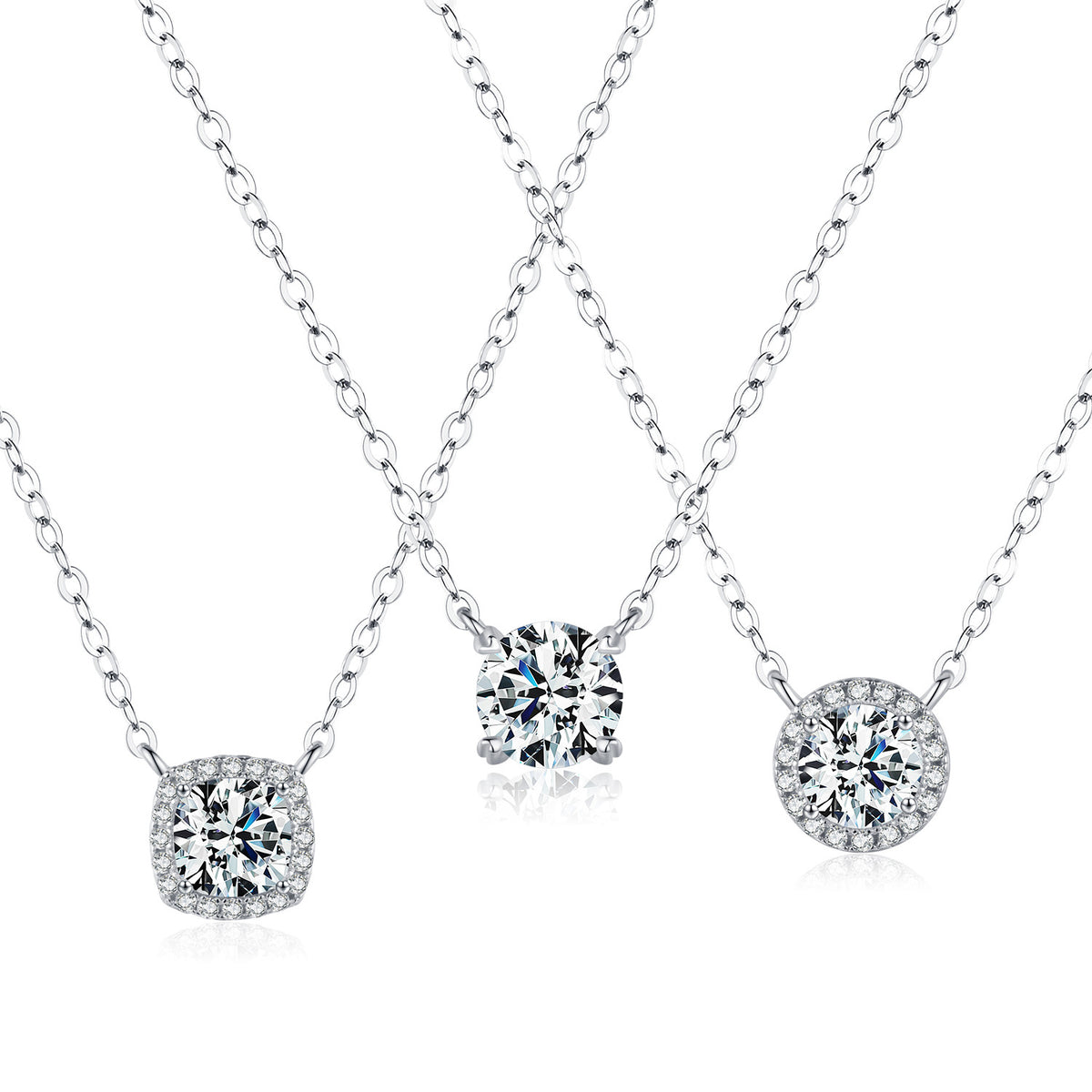 925 Sterling Silver 1 ct Geometric Moissanite Necklace