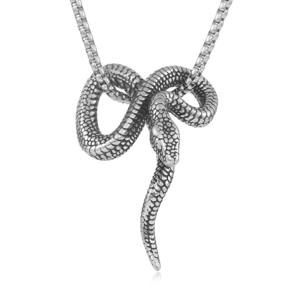 European And American Stainless Steel Snake Pendant Necklace