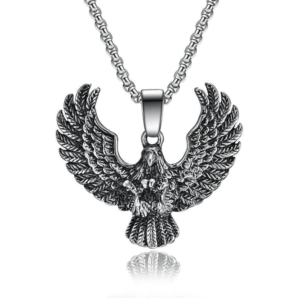 Planderful Punk Eagle Necklace Titanium Steel Durable Predator Pendant For Streetwear Lovers