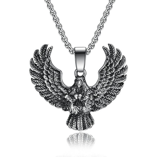 Planderful Punk Eagle Necklace Titanium Steel Durable Predator Pendant For Streetwear Lovers