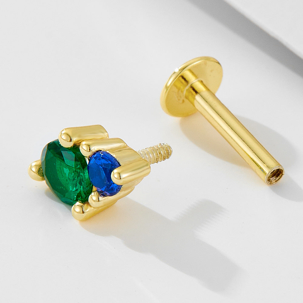 Planderful S925 Sterling Silver Zircon Earrings Elegant Colorful Studs For Women Everyday Versatile Gift