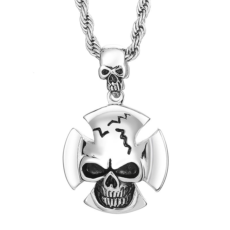 Trendy Men's Titanium Steel Skull Pendant - European, American & Caribbean Pirate Captain Design