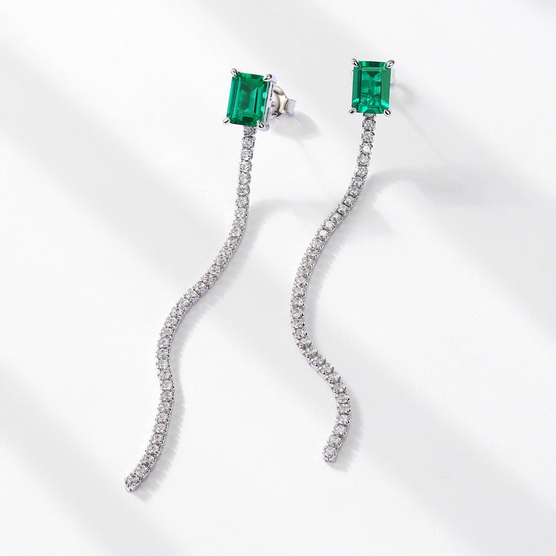 S925 Sterling Silver Lab-Grown Emerald Square Jewelry Collection