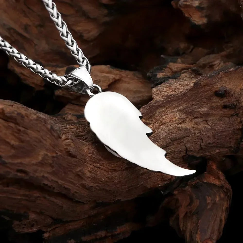 Rose Feather Stainless Steel Men's Pendant Necklace