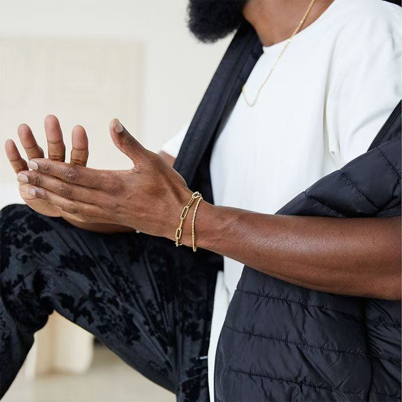 Planderful Jewelry Stainless Steel Paperclip Bracelet Set