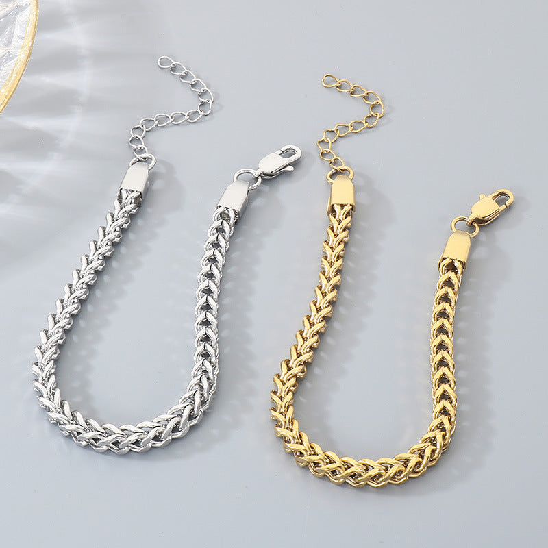 Stainless Steel Front & Back Bracelet – Commuting 5mm Keel Chain Adjustable Business