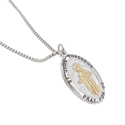 Madonna Oval Tag Pendant Titanium Steel Unisex Necklace Planderful Everyday Genie Collection Protection Symbol