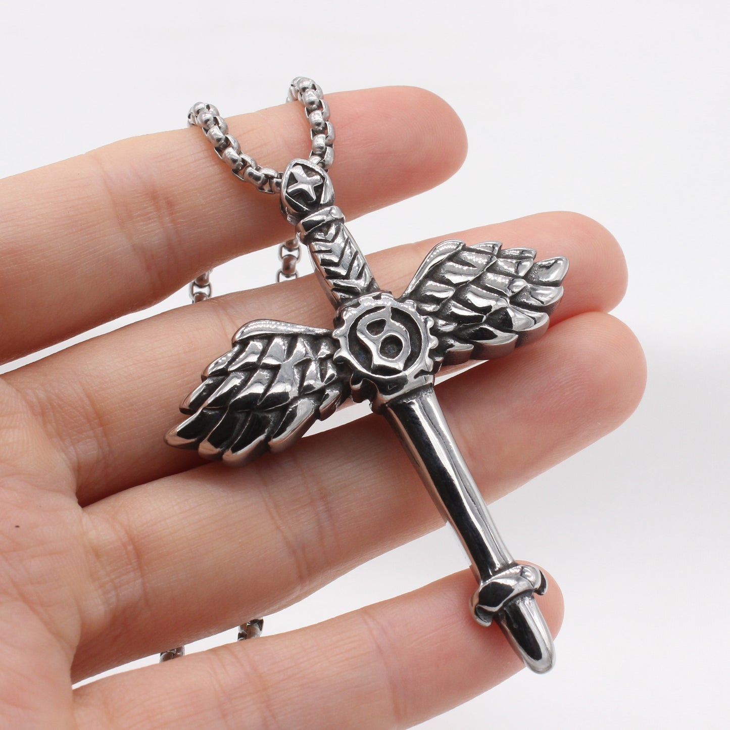 Cross Wing Pendant Titanium Steel Unisex Jewelry Planderful Vintage European Design Protection Symbol For Men And Women