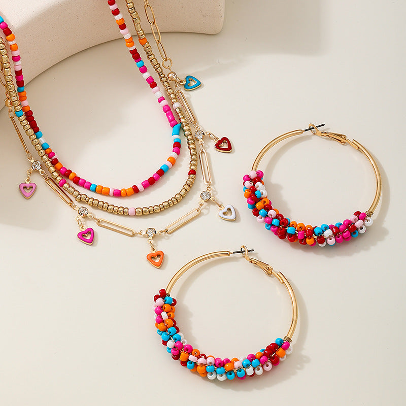 Multicolored Glass Bead Summer Jewelry Set by Planderful