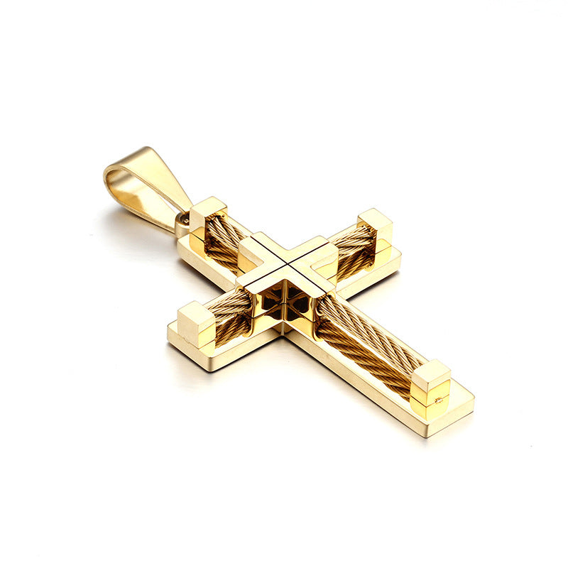 Men's Cross Pendant in Titanium Steel and Stainless Steel Jewelry