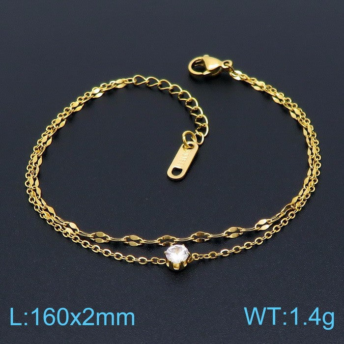 Double-Layer Stainless Steel Women's Bracelet – Commuting Zircon For Girlfriend