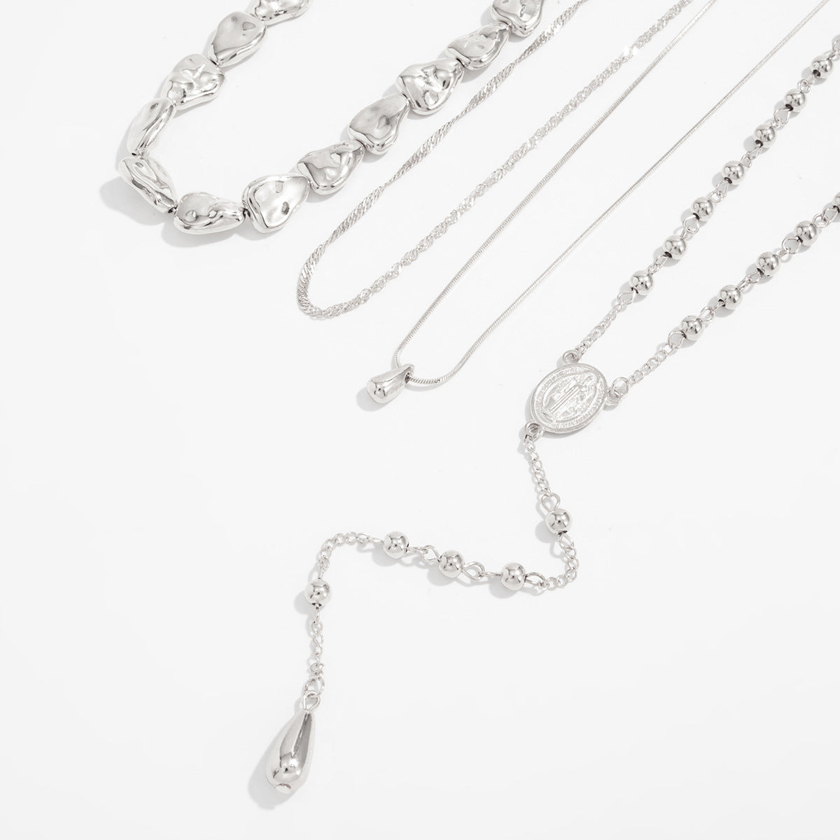 Geometric Teardrop Layered Necklace