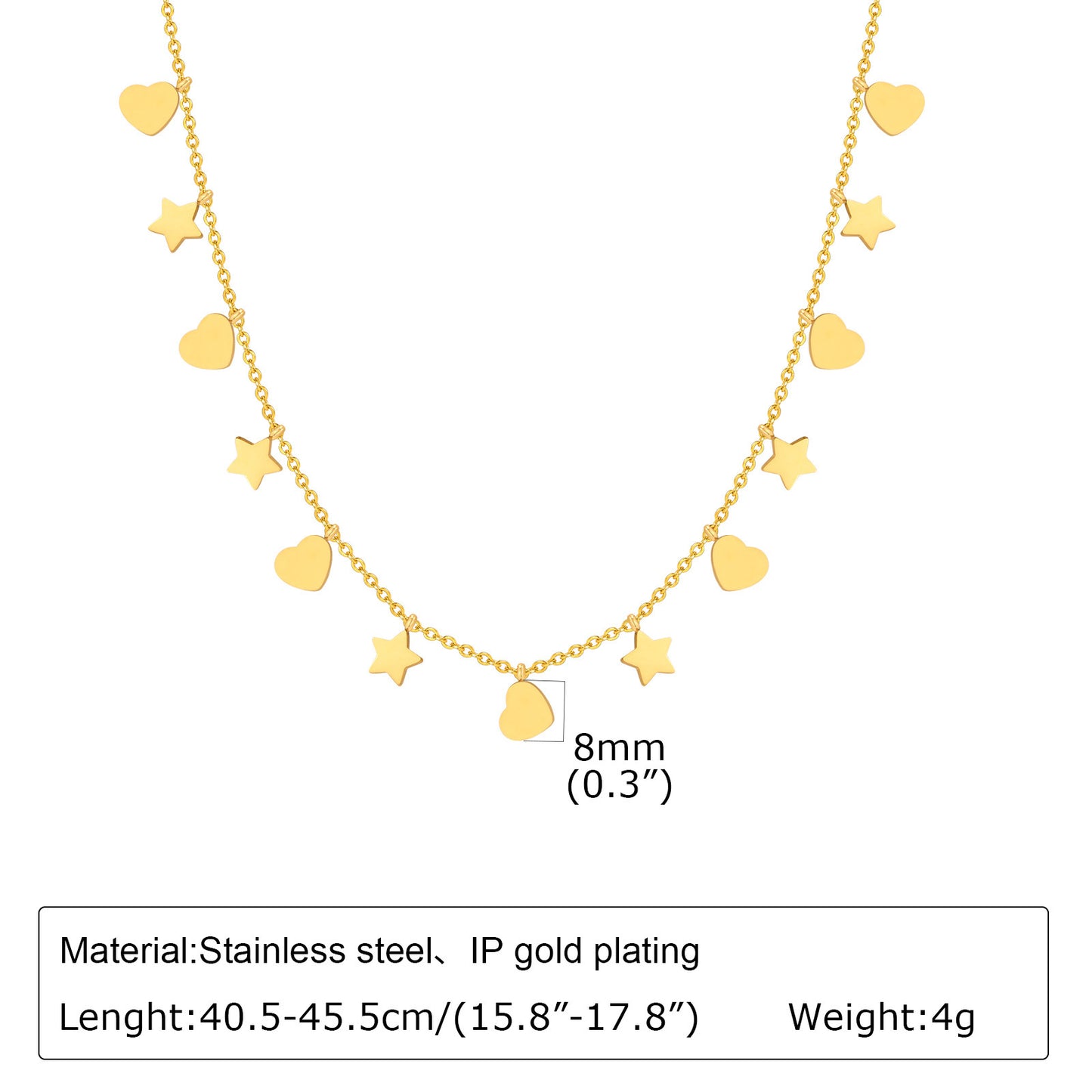 Stainless Steel Bead Chain Butterfly Star Zircon Necklace 18K Gold Wholesale