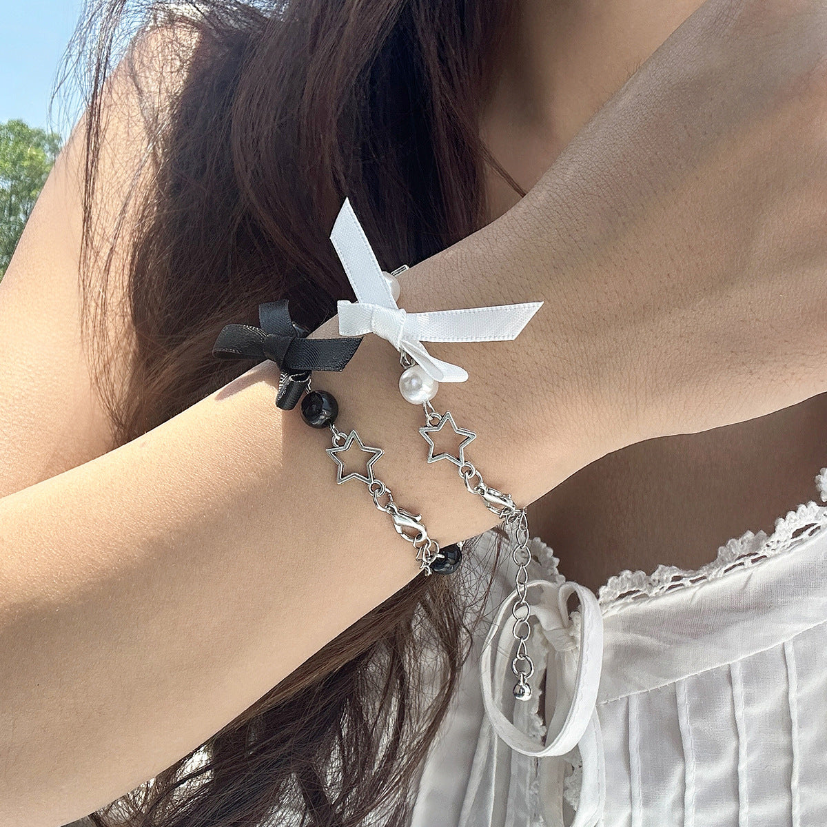 Planderful Vienna Verve Bracelet For Women Pastoral Bow Tassel Imitation Pearl Star Jewelry