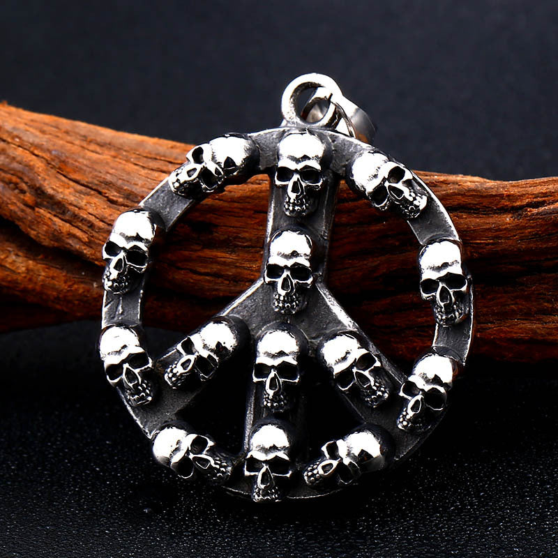 Punk Men's Titanium Steel – Anti-War Peace Viking Pendant Stainless Steel Necklace