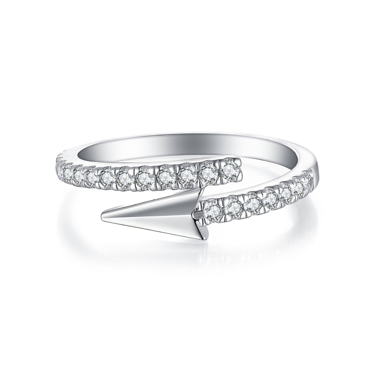 Planderful S925 Sterling Silver Arrow Open Ring For Women With Zircon In Elegant Niche Design