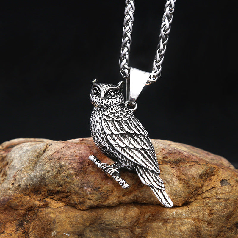 Punk Owl Stainless Steel Men's Pendant Necklace